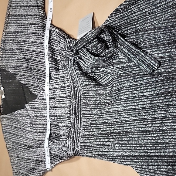 Spense Size XS Metallic Black & Silver Raglan Sleeve Belted Dress, NEW with Tag - Picture 10 of 16